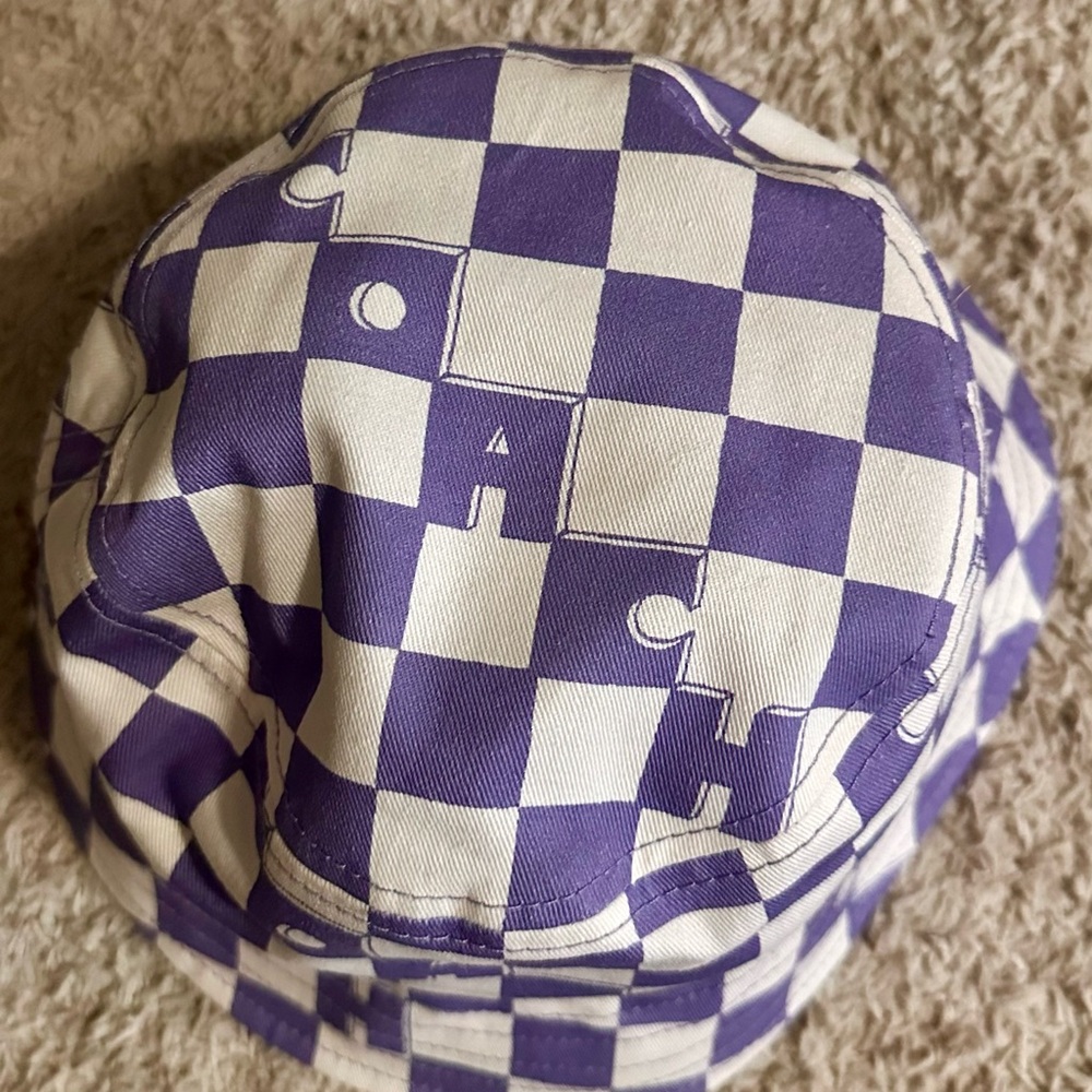 Coach Purple and White Checkered Hat